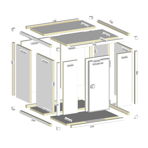 2390(W)x2390(D)x2190(H) Cold Room Chiller Unit & Racking - Image 4